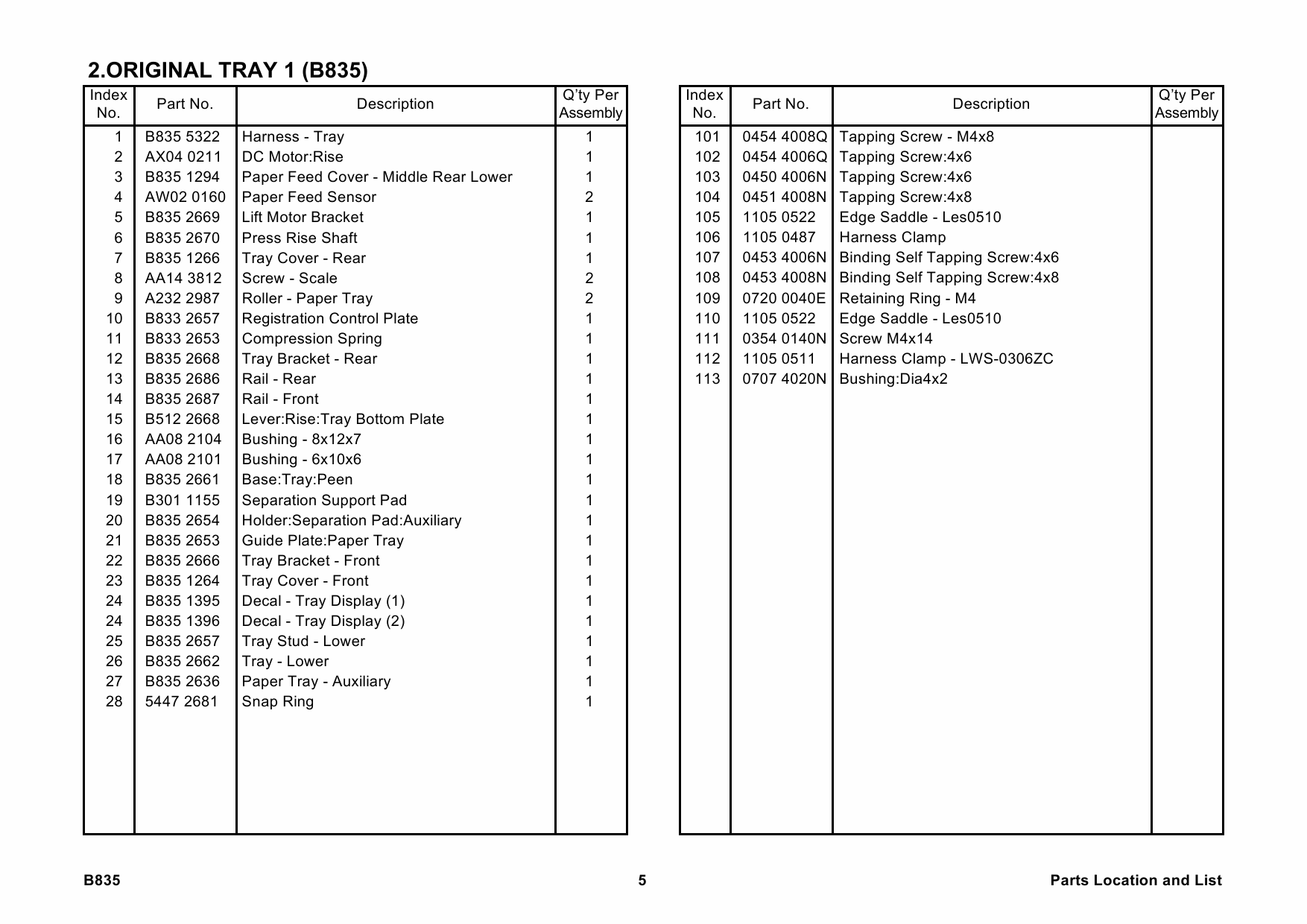 RICOH Options B835 COVER-INTERPOSER-TRAY-CI5000 Parts Catalog PDF download-2